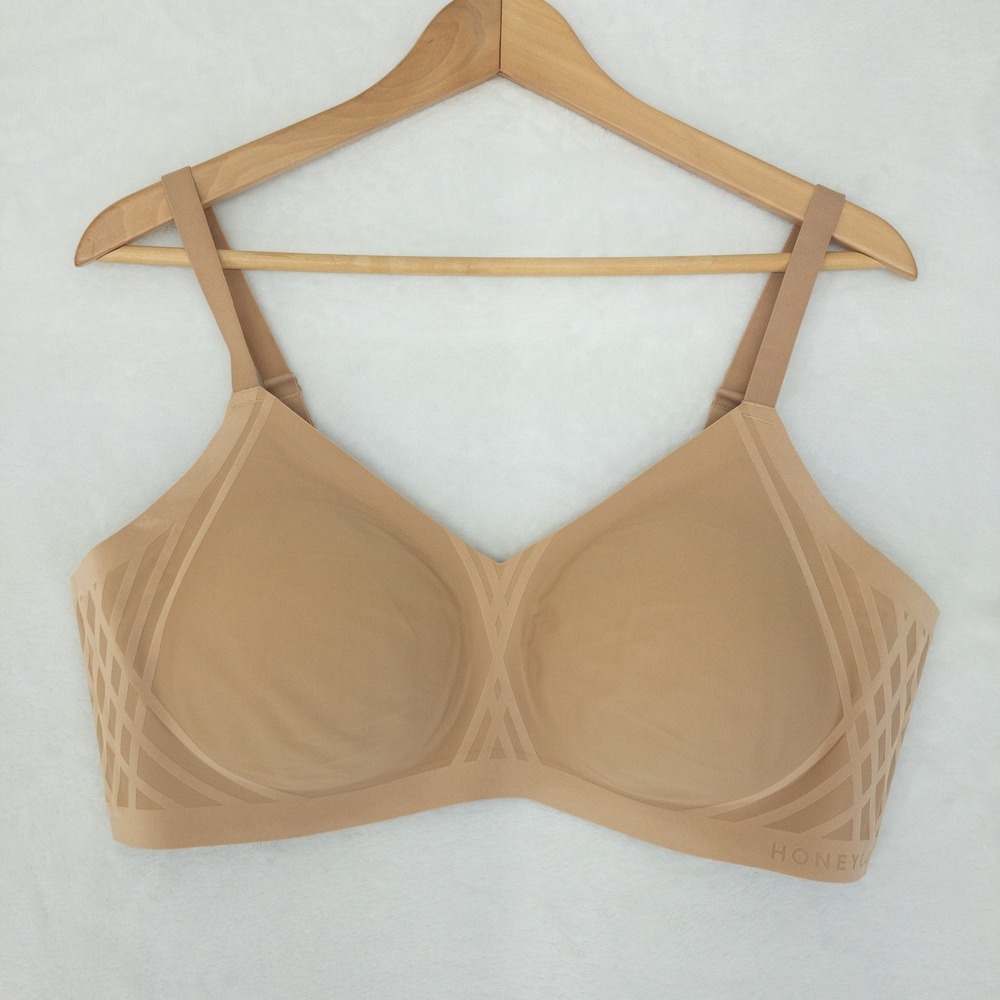 Honeylove Silhouette Bra Womens 1X Sand Wireless Seamless Supportive Comfort